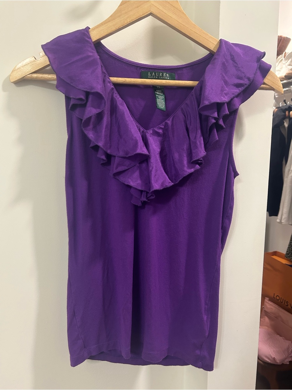 Lauren Ralph Lauren Violet Ruffle V-Neck Sleeveless Camisole